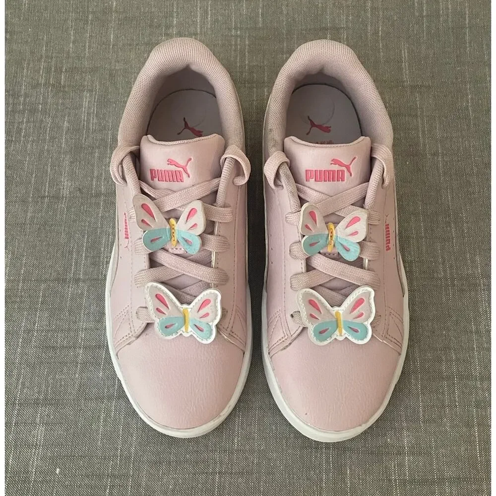 PUMA Jada Classic Butterfly Kids Girls Size 3 Pink White Sneaker Shoes